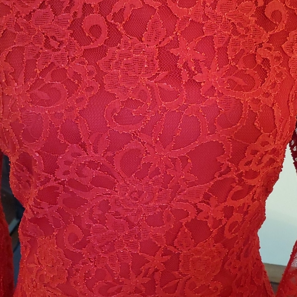 Gabby Skye size 10 Red Lace Dress, Knee-length - Picture 2 of 4